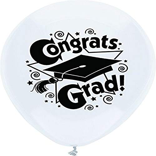 Buy PartyMate Congrats Grad Printed 12-Inch Latex Balloons, 8-Count, Bright White for only $2.84 byPartyMate