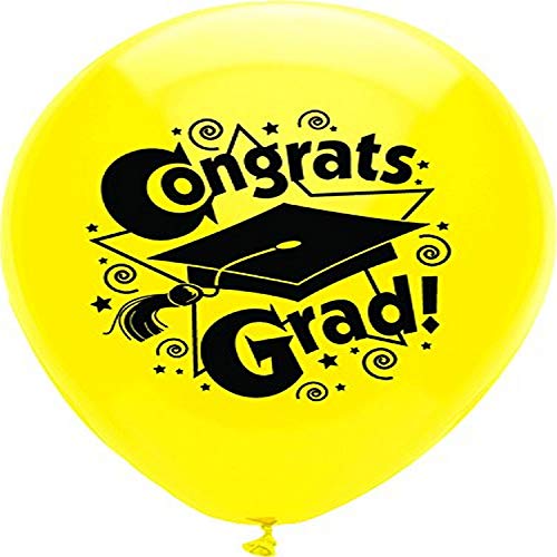 Buy PartyMate Congrats Grad Printed 12-Inch Latex Balloons, 8-Count, Sun Yellow for only $2.84 byPartyMate
