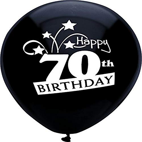 Buy PartyMate Happy 70th Birthday Shooting Stars Printed 12-Inch Latex Balloons, 8-Count, Pitch Black for only $3.79 byPartyMate