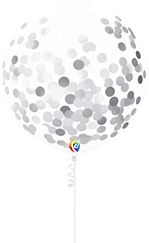 Buy  PartyMate Pre-Filled Confetti Balloons with Curling Ribbon, 17-Inch, Silver for only $7.59 byPartyMate