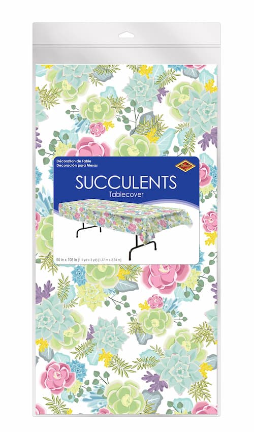 Buy  Pastel Color Succulents Print  Plastic Tablecover for only $7.23 byBeistle