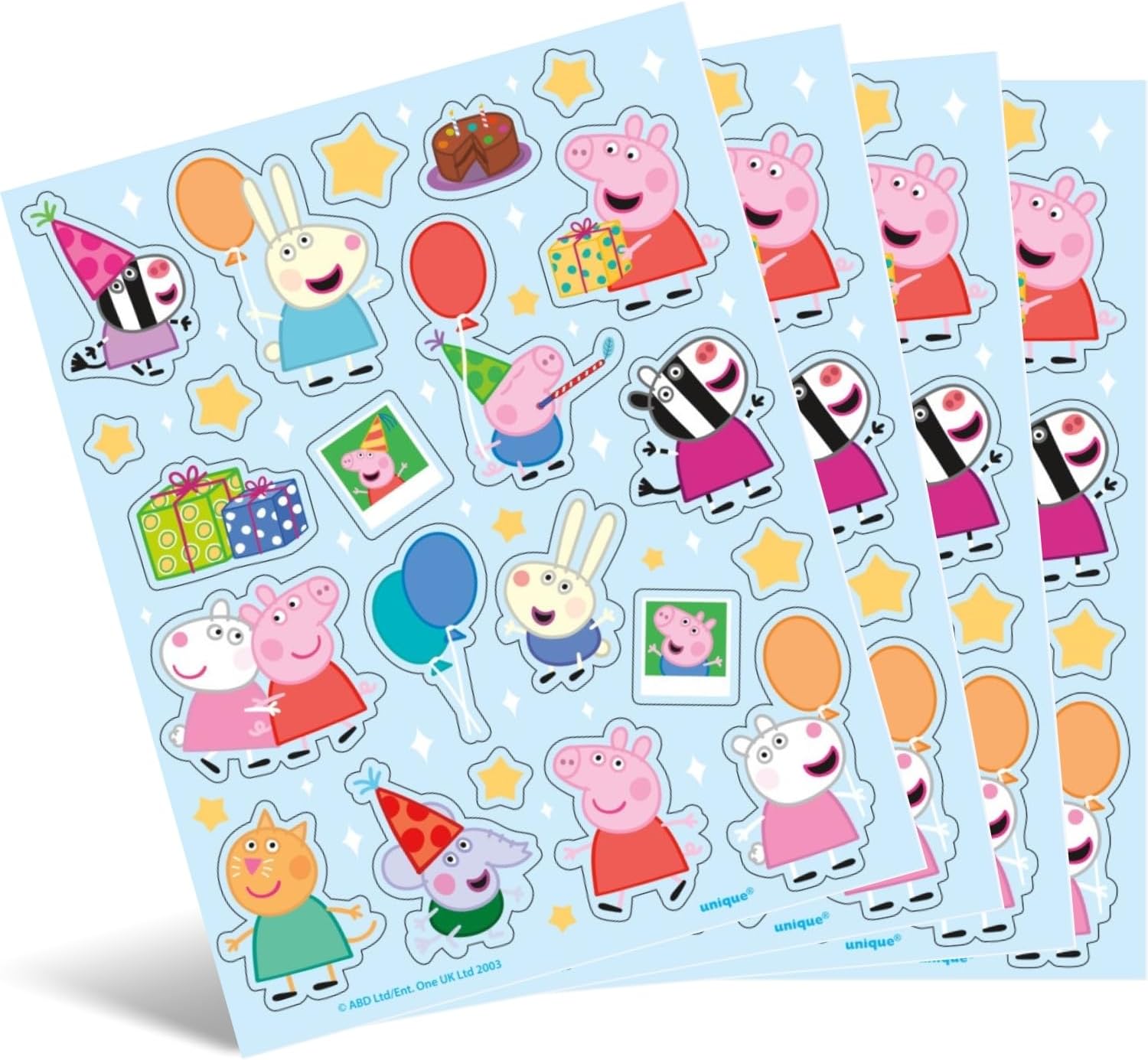 Buy Peppa Pig Plastic Sticker Sheets (4 sheets) for only $1.99 by Unique