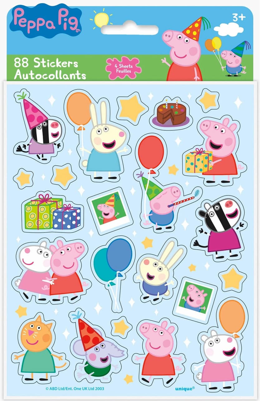 Buy Peppa Pig Plastic Sticker Sheets (4 sheets) for only $1.99 by Unique