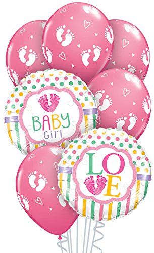Buy Qualatex Box 7-Piece Balloon Bouquet, Baby Girl Foot Prints, Multisize for only $9.99 by [product_brand]