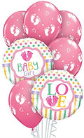 Buy Qualatex Box Balloon Bouquet Baby Girl Foot Prints Multisize 7pcs for only $12.34 byPartyMate