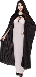 Rubie's Costume CO. Women's Full Length Crushed Velvet Hooded Cape, Black, One Size