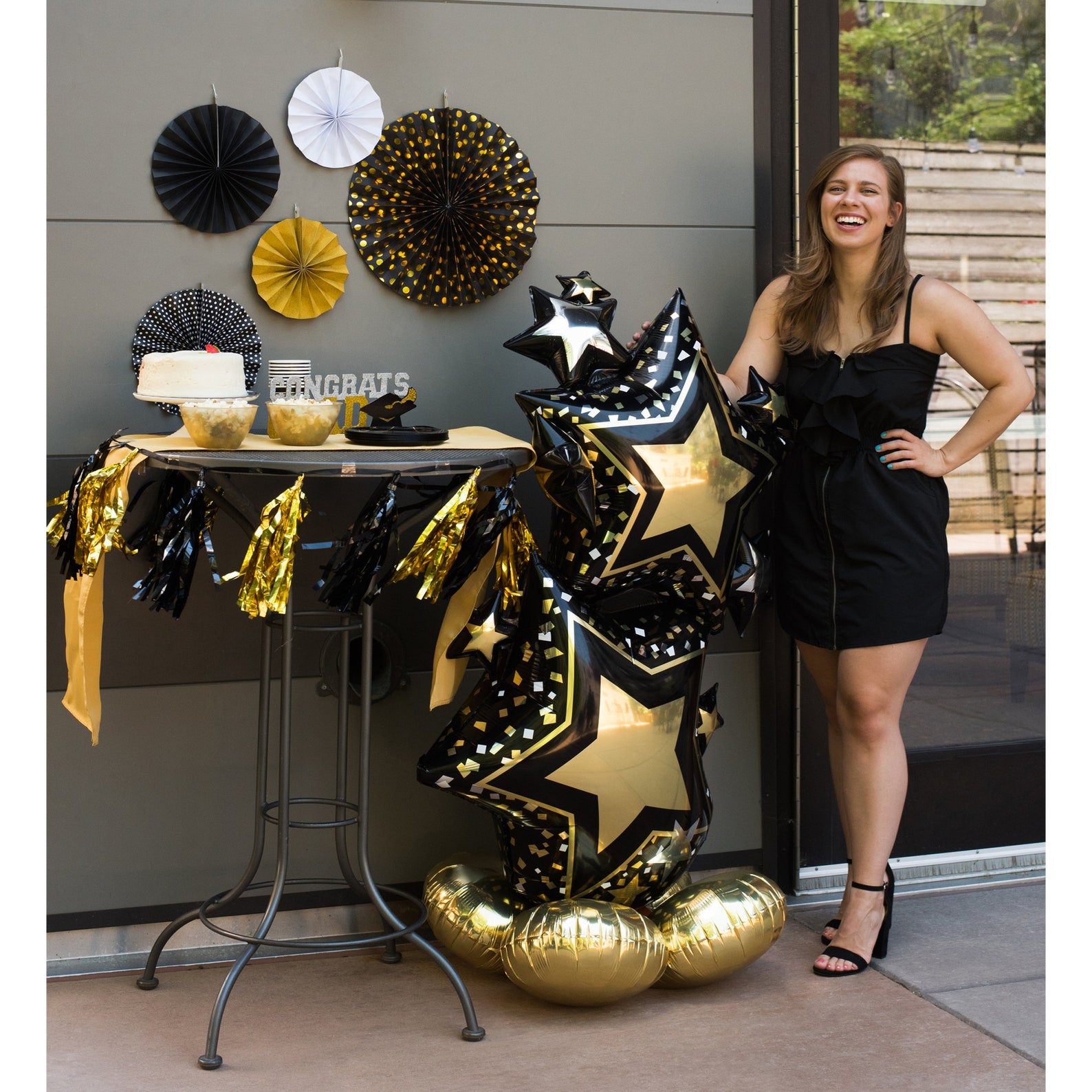 Buy Star Cluster Black & Gold 59" Airloonz  Foil Balloon Air-Filled Only for only $14.99 by Anagram