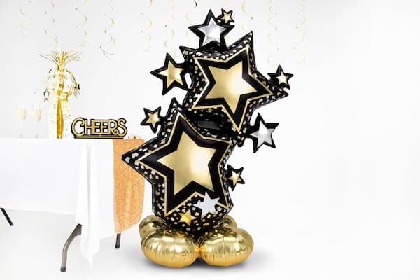 Buy Star Cluster Black & Gold 59" Airloonz  Foil Balloon Air-Filled Only for only $14.99 by Anagram