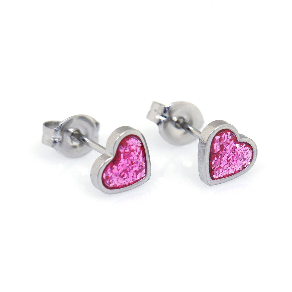 Buy Studex Sensitive 6mm Pink Glitter Heart Stainless Steel Stud Earrings for only $14.99 by Studex
