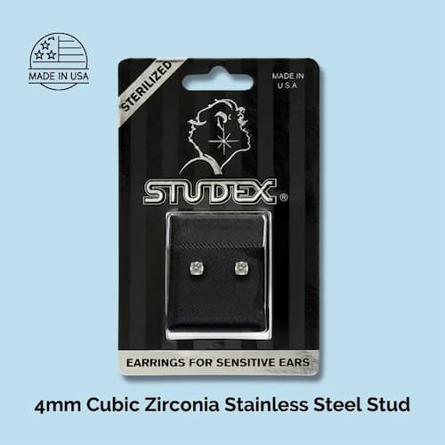 Buy STUDEX Sensitive Cubic Zirconia Stud Earrings 4mm Surgical Stainless Steel Posts for only $15.99 by Studex