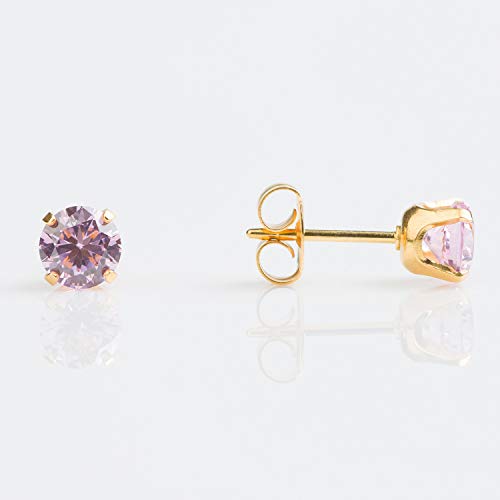 Buy Studex Sensitive Pink Cubic Zirconia Stud Earrings 5mm Gold Plated  for only $14.99 by Studex
