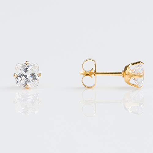 Buy Studex Sensitive Princess Cut Cubic Zirconia Stud Earrings 5mm Gold Plated for only $14.99 by Studex