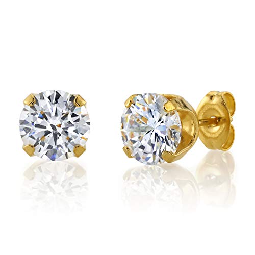 Buy Studex Sensitive Stud Earrings Gold Plated 8mm Cubic-Zirconia in a Tiffany Setting for only $14.99 byStudex