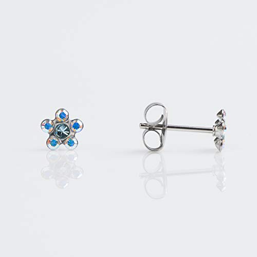 Buy  Studex Sensitive Stud Earrings Stainless Steel Daisy Crystal March Aquamarine for only $14.99 byStudex