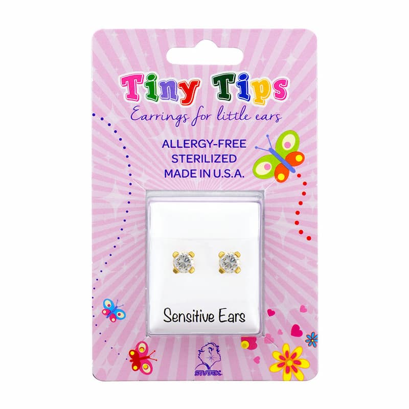 Buy Studex Tiny Tips 3mm Cubic Zirconia Pure Gold Plated Ear Studs For Kids for only $14.99 by Studex