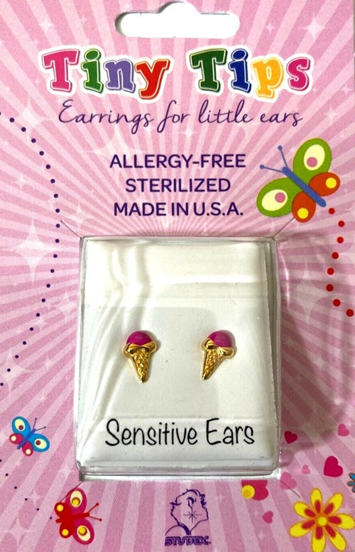 Buy Studex Tiny Tips Stud Earrings Pink Ice Cream Cone for Little Ears for only $14.99 byStudex