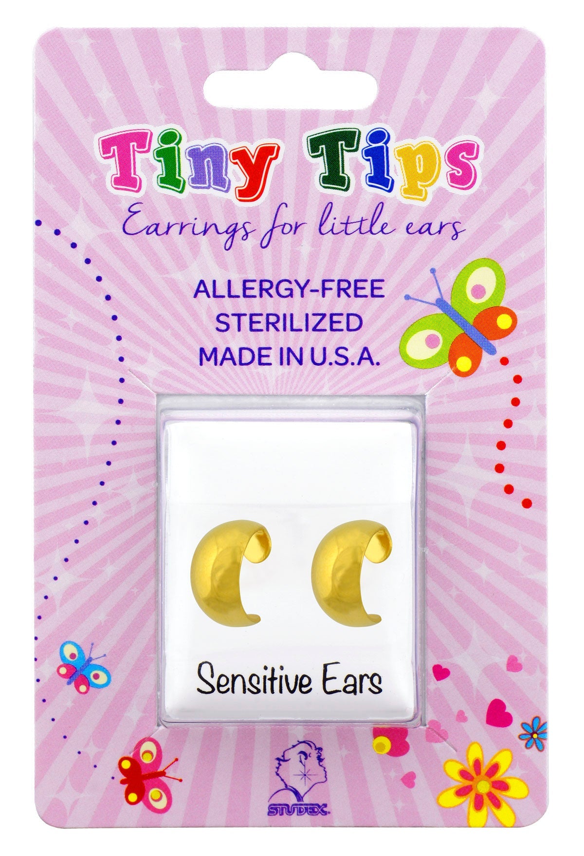 Buy Tiny Tips J Smooth Hoop Studs - 3/8" - Gold Plated for only $14.99 by Studex