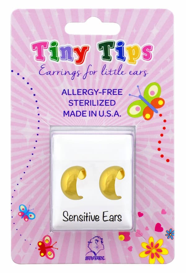 Buy Tiny Tips J Smooth Hoop Studs - 3/8" - Gold Plated for only $14.99 by Studex