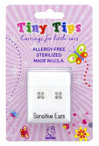 Buy Tiny Tips Stud Earrings Hypoallergenic for Little Sensitive Ears 4mm Cubic-Zirconia for only $14.99 by Studex