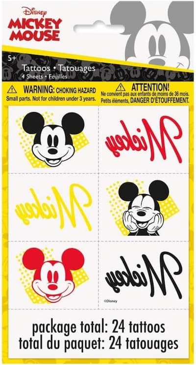 Buy Unique Disney Mickey Mouse Tattoos - Pack of 24  for only $2.99 by Unique
