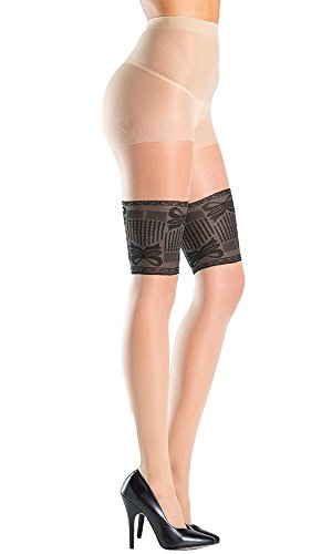 Buy Women's Faux Lace Top Tights with Backseam, Black, One Size for only $4.99 by[product_brand]