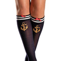 Buy Women's Sailor Knee Highs Stockings Socks Gold Anchor Satin Bow Navy for only $8.99 byRubies