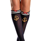 Buy Women's Sailor Knee Highs Stockings Socks Gold Anchor Satin Bow Navy for only $8.99 byRubies